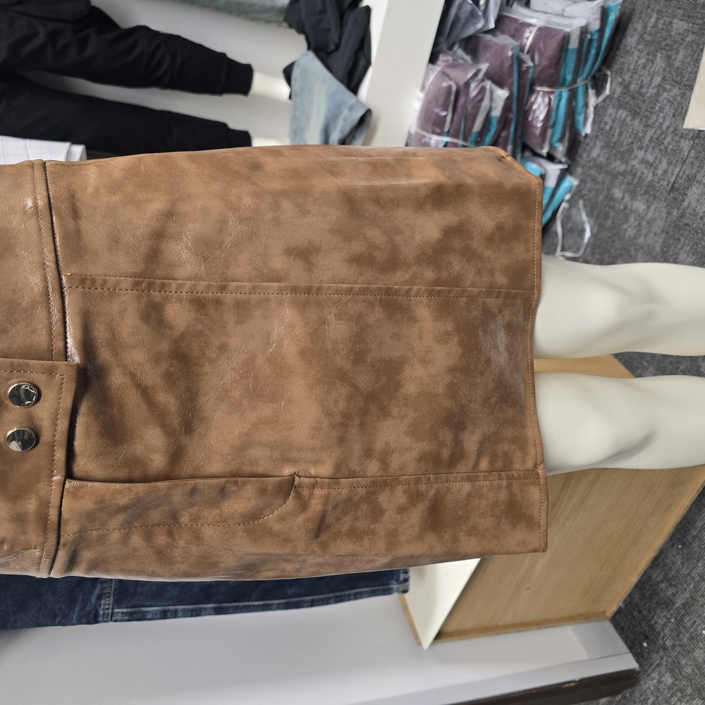 Brown Faux Leather Skirt